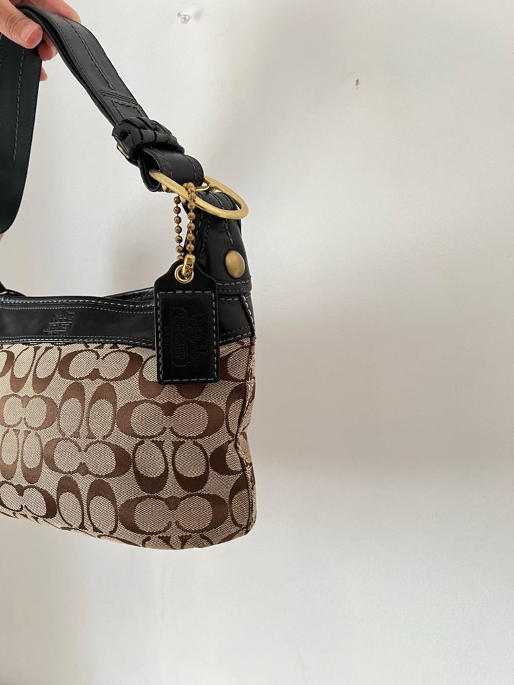 Coach Signature Canvas and Leather Shoulder Bag in Brown and Black - Picture 4 of 12